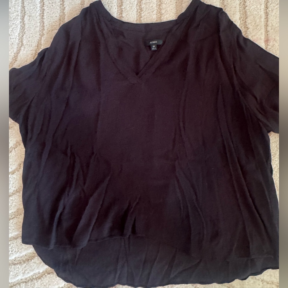 J. Crew Black Short Sleeve Relaxed Blouse